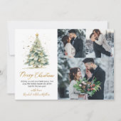 Moderne 3 Multi Foto Kerstboom Feestdagenkaart (Voorkant)