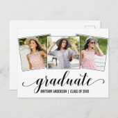 Moderne 3 photo Calligraphie Faire-part de graduat (Devant / Derrière)