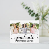 Moderne 3 photo Calligraphie Faire-part de graduat (Debout devant)