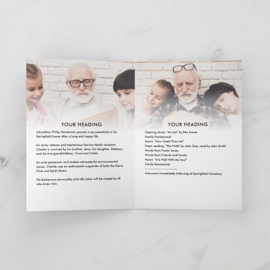 Moderne 3-Photo Celebration of Life Programme & Bi (Intérieur)