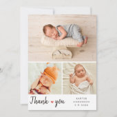 Moderne 3 Photo Collage Baby shower Merci (Devant)