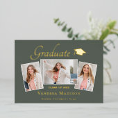 Moderne | 3 Photo Faire-part de graduation de l'hu (Debout devant)