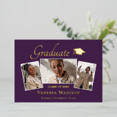 Moderne | 3 Photo Faire-part de graduation de l'hu (Debout devant)