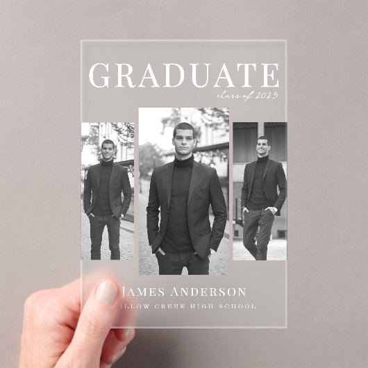 Moderne 3 photo Faire-part diplômé (In situ (ordinateur de poche))