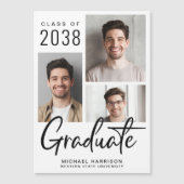 Moderne 3 Photo Graduation Faire-part magnétique (Devant)