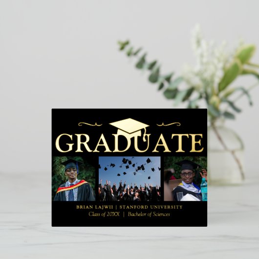 Moderne 3 Photo Graduation Faire-part Real (Debout devant)