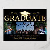 Moderne 3 Photo Graduation Faire-part Real (Recto)