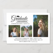 Moderne 3 Photo Graduation Party Faire-part (Recto)