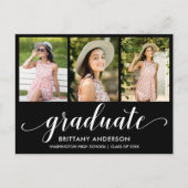 Moderne 3 Photo Graduation Party Script Invitation (Devant)