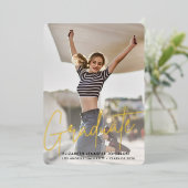 Moderne 3 photo Graduation vrai feuille faire-part (Debout devant)