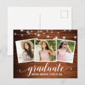 Moderne 3 Photo Lumières en bois Faire-part de gra (Devant / Derrière)