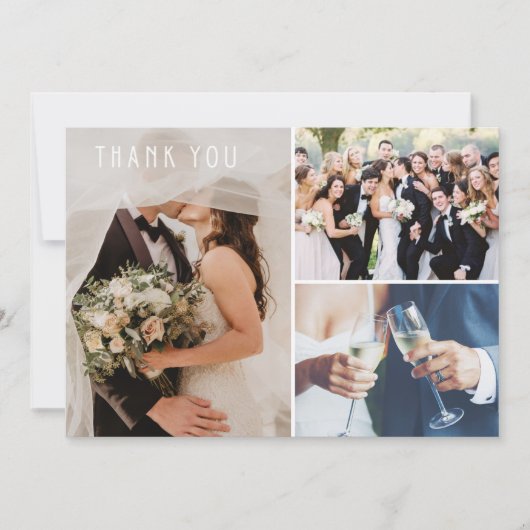 Moderne 3 Photo Mariage Merci (Devant)