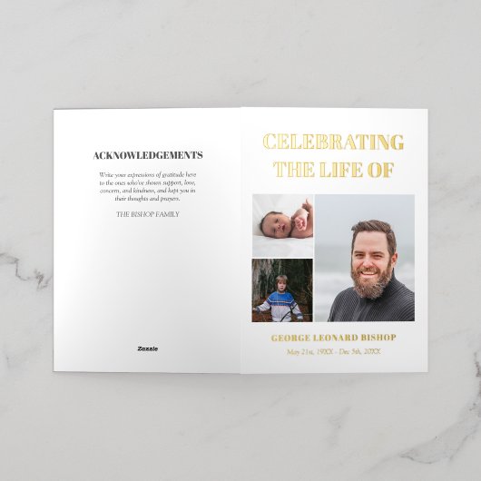 Moderne 3 photos célébrant le programme funéraire (Mise à l'extérieur)