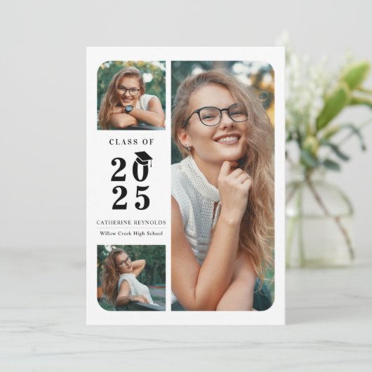 Moderne 3 Photos Faire-part de diplôme (Debout devant)