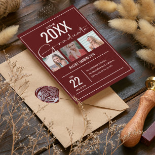 Moderne 3 Photos Graduation Invitation