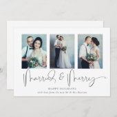 Moderne 3 Photos Marié Joyeux Noël Carte (Devant / Derrière)