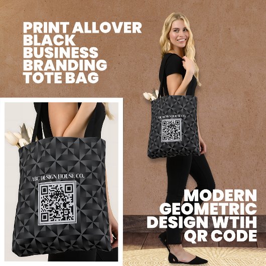 Moderne 3D Black Professional Business QR-code Draagtas