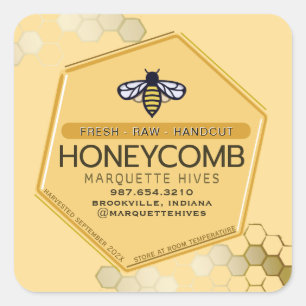 Moderne 3D Gele Hexagon gestileerde Bee Honingraat Vierkante Sticker