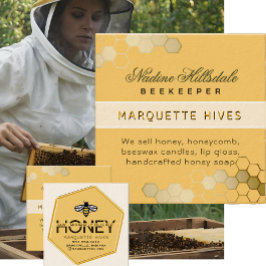 Moderne 3D Gele Hexagon Gestileerde Bijenhoning Iv Vierkante Visitekaartje