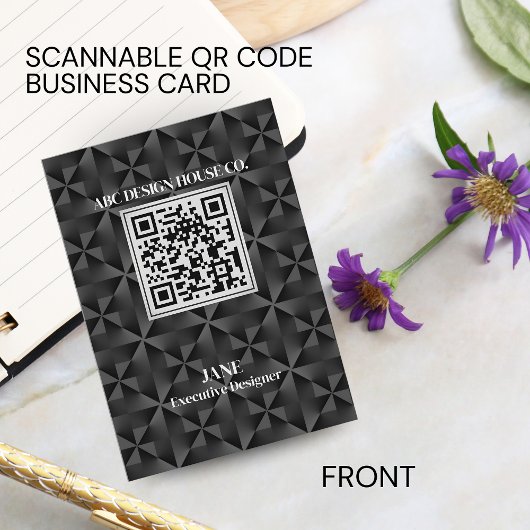 Moderne 3D Gradient Black Professionele QR-code Visitekaartje