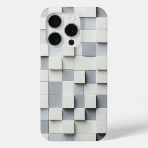Moderne 3D-grijze en witte kubus telefoonhoes mini iPhone 15 Pro Case