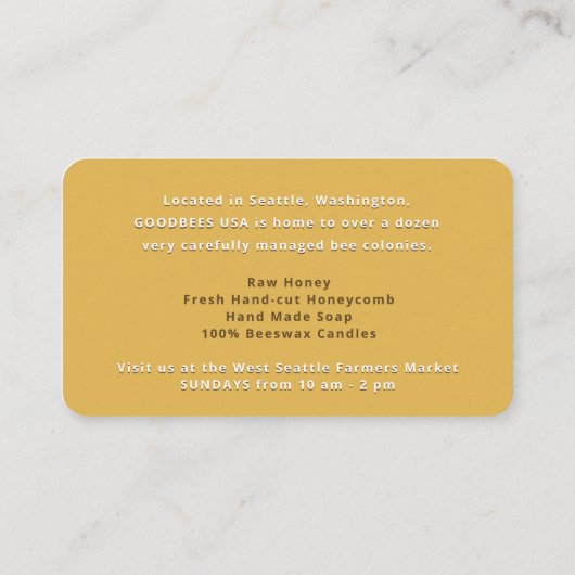 Moderne 3D Honey Hexagon Queen Bee Apiary Beekeepe Visitekaartje (Achterkant)