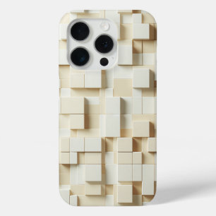 Moderne 3D-ivoren en beige geometrische kubus hoes