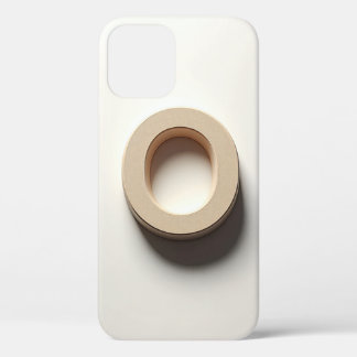 Moderne 3D Letter O Minimalistische Beige Textuur iPhone 12 Hoesje