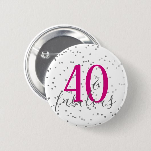 Moderne 40 en Fabulous Birthday Confetti Button (Voorkant /achterkant)