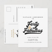 Moderne 40 jaar en geweldige zwart-witte verjaarda briefkaart (Voorkant / Achterkant)