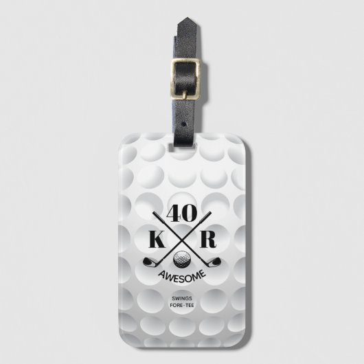 Moderne 40e 50e 60e verjaardag Golf Monogram Golf Bagagelabel (Voorkant (verticaal))