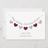 Moderne 40e Robijnen Huwelijksjubileum Uitnodiging (Achterkant)