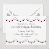 Moderne 40e Robijnen Huwelijksjubileum Uitnodiging (Voorkant / Achterkant)