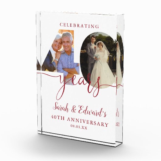 Moderne 40e trouwdag Robijn 2  Fotoblokken (Rechts)