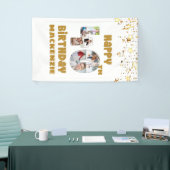 Moderne 40e Verjaardag 7 Fotocollage Nummers Goud Spandoek (Beurs)