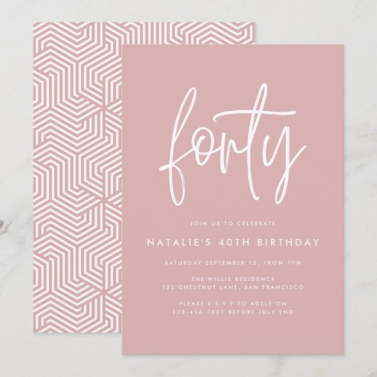 Moderne 40e verjaardag, eenvoudig stijlvol elegant (Voorkant / Achterkant)