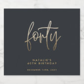 Moderne 40e verjaardag, eenvoudig stijlvol elegant bier etiket (Enkel label)