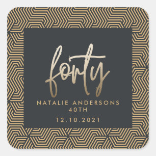 Moderne 40e verjaardag, eenvoudig stijlvol elegant vierkante sticker