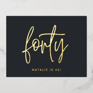Moderne 40e verjaardag folie stijlvol elegant scri feestdagen briefkaart