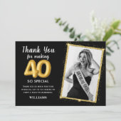 Moderne 40e verjaardag foto uitnodiging (Staand voorkant)