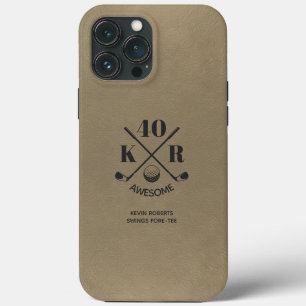 Moderne 40e verjaardag Golf 50 60e Monogram Beige iPhone 13 Pro Max Hoesje