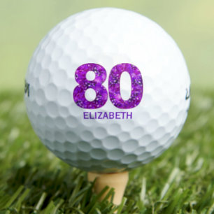 Moderne 40e verjaardag golfballen 80 paarse initia