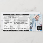 Moderne 40e verjaardag Party Boarding Ticket Foto Kaart (Voorkant)