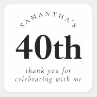 Moderne 40e verjaardag zwart-wit Dank u