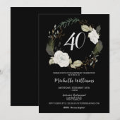 Moderne 40e verjaardagsfeestje bloemenkrans goud kaart (Voorkant / Achterkant)
