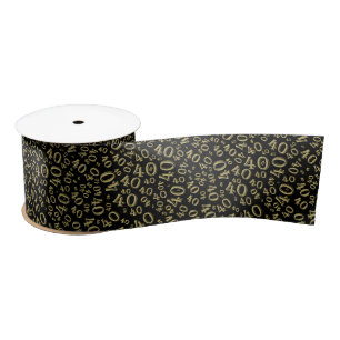 Moderne 40ste verjaardag nummer patroon Zwart/Goud Lint