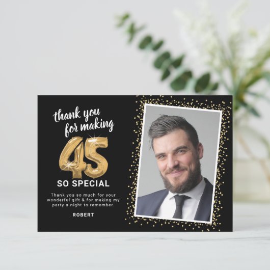 Moderne 45e verjaardag foto bedankkaart (Staand voorkant)
