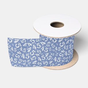 Moderne 45e verjaardag nummer patroon blauw/wit lint