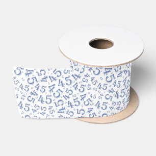 Moderne 45e verjaardag nummer patroon blauw/wit lint