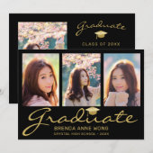 Moderne 4 Afstuderen voor Photo Collage Gold Scrip Aankondiging (Voorkant / Achterkant)